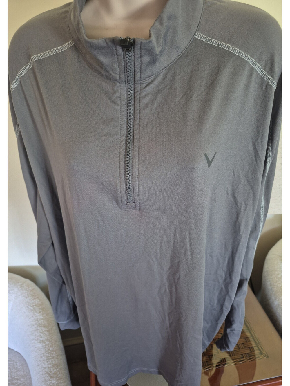 Men's gray CALLAWAY 1/4 Zip Long Sleeve Golf Pullover Shirt ~ Size XL / X-Large